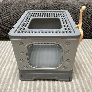 Enclosed Cat Litter Box, Printed Pattern Cat Litter Box, Large Foldable